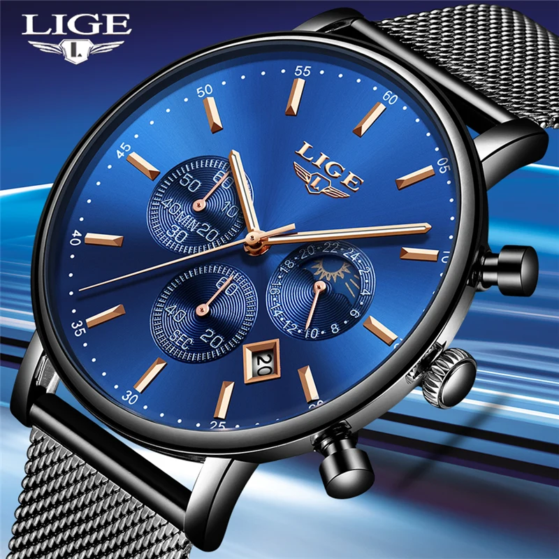 

LIGE Womens Watches Top Brand Luxury Waterproof Quartz Clock Ultra Thin Wrist watch High Quality Mesh Belt Momen Watch Reloj Muj