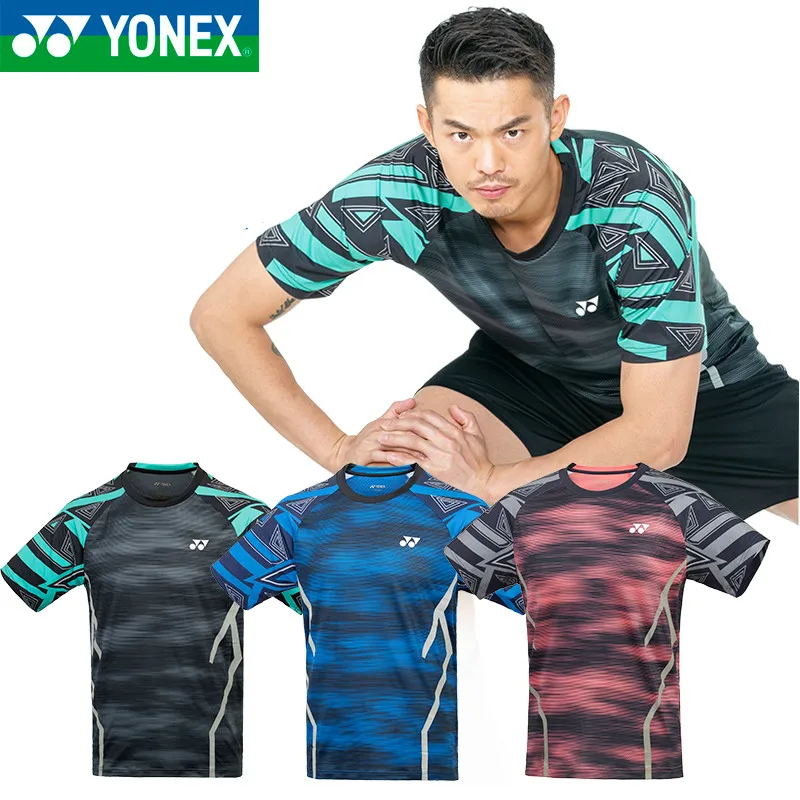 Новинка Yonex мужские футболки для бадминтона дышащие удобные быстросохнущие спортивные футболки с коротким рукавом для фитнеса Lin Dan