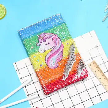 

Unicorn Notebook,Reversible Sequin Magic Journal Notebook Reversible Rainbow Diary Stationery for Girls Adults Festival Unicorn