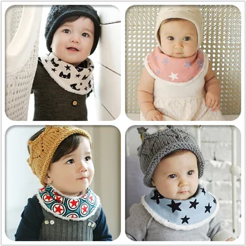 

DreamShining New Baby Bibs Winter Warm Infant Scarf Newborn Bandanas Apron Girl Boy Burp Cloths Printed Toddler Saliva Towel