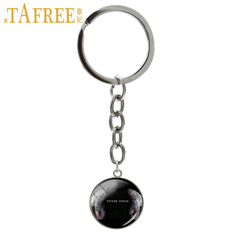 

TAFREE famous movie Prison Break Teleplay art picture keychain pendant glass cabochon ring jewelry Christmas gift for men NS451