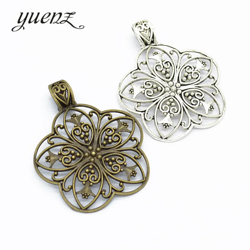 

YuenZ 1pcs 2 colour Antique silver color flower Charm Pendants for Necklace Jewelry Accessories Diy Jewelry Making 65*52mm Q192