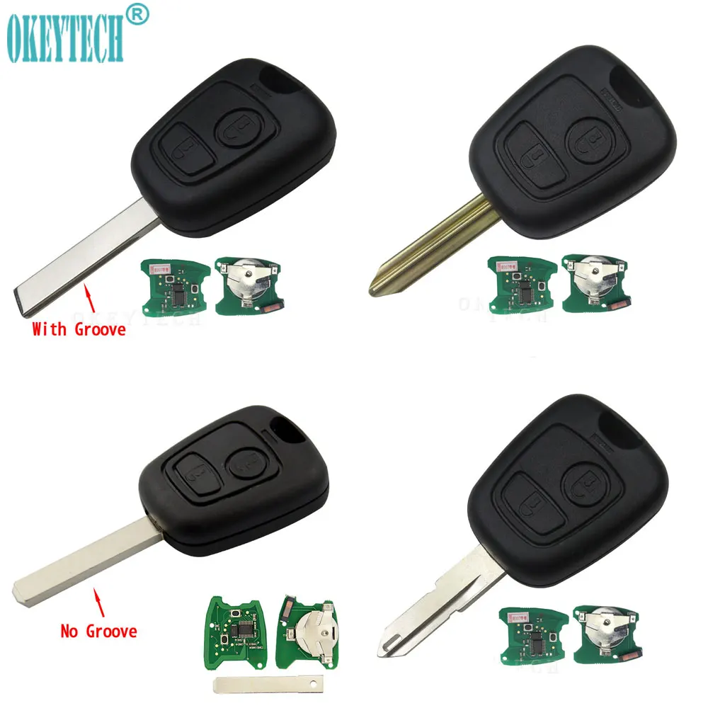 

OkeyTech 2 Buttons Remote Flip key Folding car key Shell for peugeot 307 206 407 207 433MHZ NE73 PCF7961 for Citroen c4 c5 c3 c8