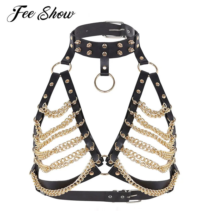 Women Waist Harness Sexy Body Chain Imitation Leather Punk Gothic Club