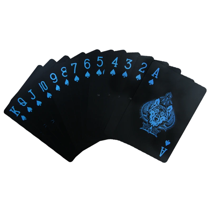 Дизайн волка черные пластиковые водонепроницаемые карты для покера креативные магии крупным планом реквизит Цветочная огранка игральные карты Техасская покерная карта - Цвет: 1 deck
