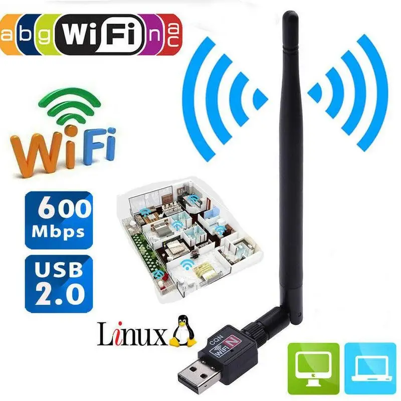 

600Mbps USB 2.0 Wifi Router Wireless Adapter Wi Fi Internet Network LAN Card with 5dBI Antenna for Laptop Notebook Computer PC
