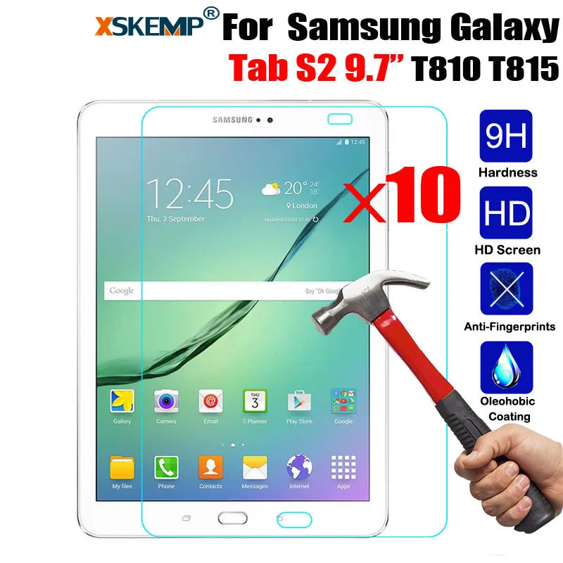 XSKEMP 10Pcs/Lot 9H No Fingerprint Tempered Glass For Samsung Galaxy