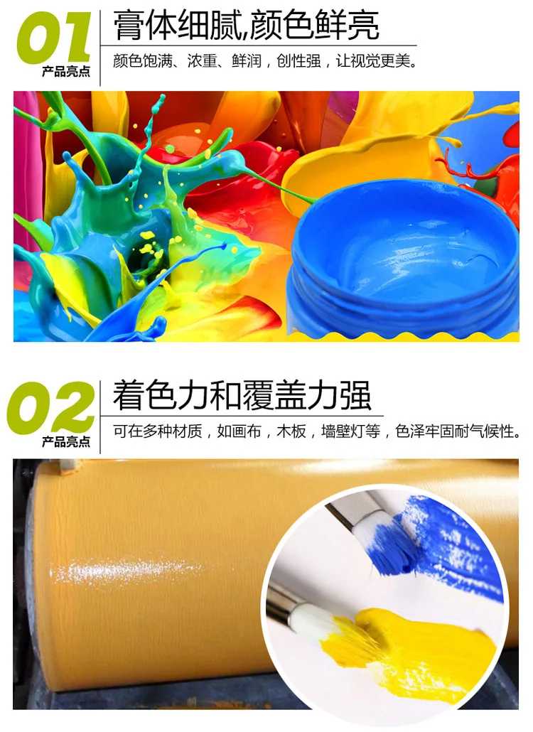 Водостойкий 12 цветов мл/тюбик акриловой краски набор цветов для дизайна ногтей стекло краска ing краска для ткани инструменты для рисования