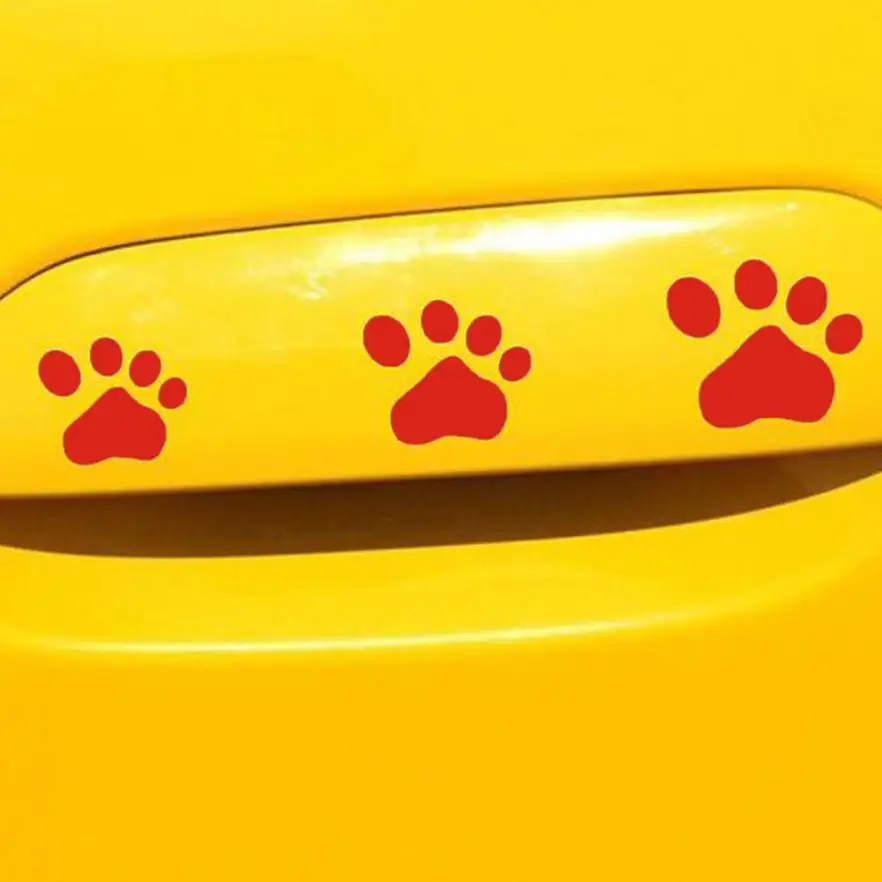 

Dog Paw Puppy Decal Car Sticker Pattern Truck Side Motorcycle Red And Yellow Decoration Dec 15