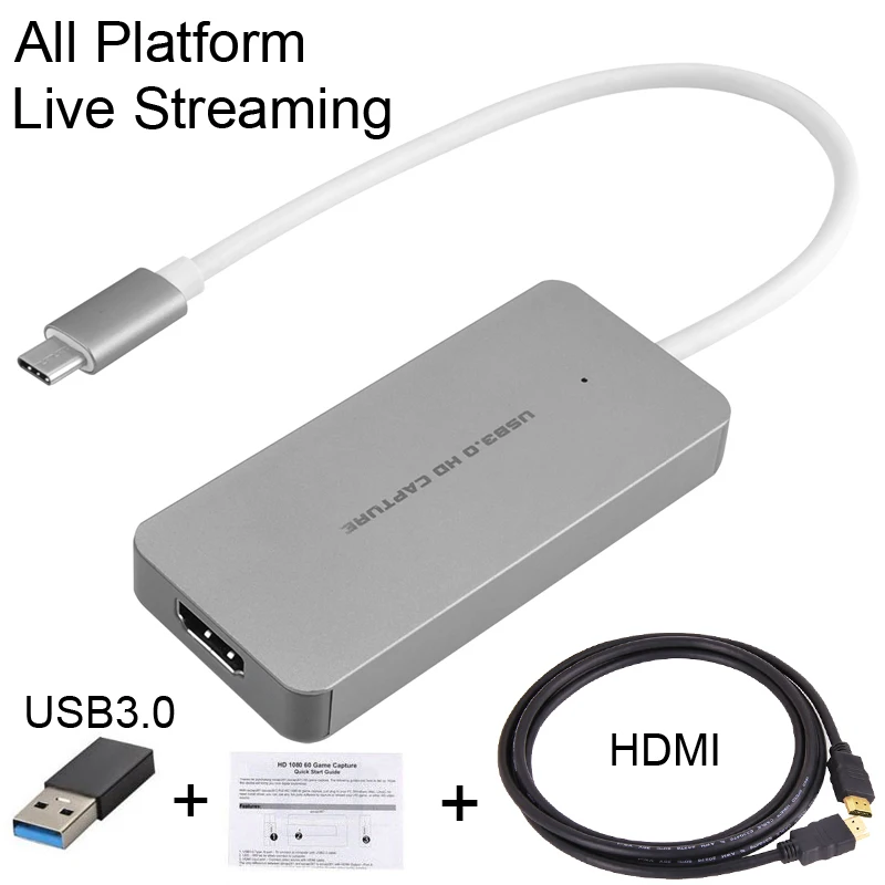 HDMI к type C USB 3,0 1080P ТВ-программы PC игра видео Захват карты рекордер для Macbook Windows Win10 потоковая трансляция в прямом эфире