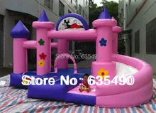 pink and blue inflatable castle, inflatable bouncer and slide combo or baby+ blower and free shipping
