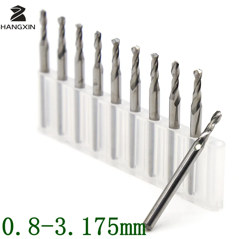 

0.8-3.175mm CNC wood router bit ball head 2 blade metal cutter aluminum alloy / aluminum cutting tool engraving 10PCS