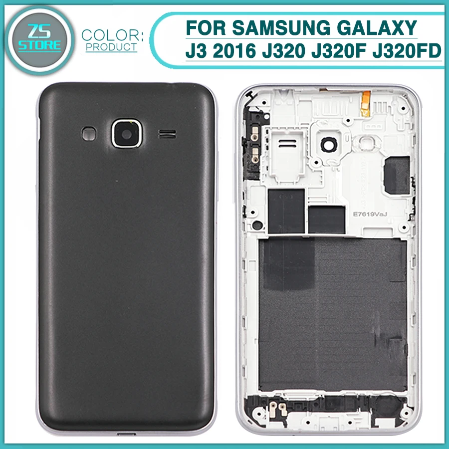 

New J320 Rear Housing case For Samsung Galaxy J3 2016 J320 J320F J320FD Battery Back Cover Door Housing + Middle Frame Cover
