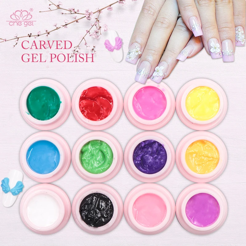 Che Gel Pigment 3D Carved Nail Gel Polish Floral Gel Varnish Lacquer