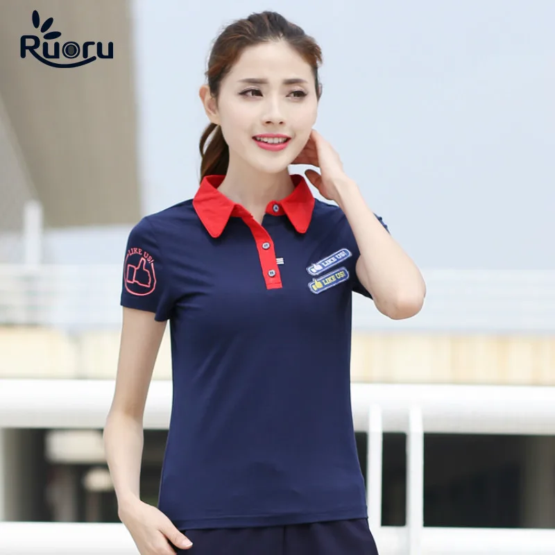 

M- 6XL High Quality Women Cotton Polo Like US Printed Slim Women Polo Leisure Business Solid Fashion Polo Femme Shirt Plus Size