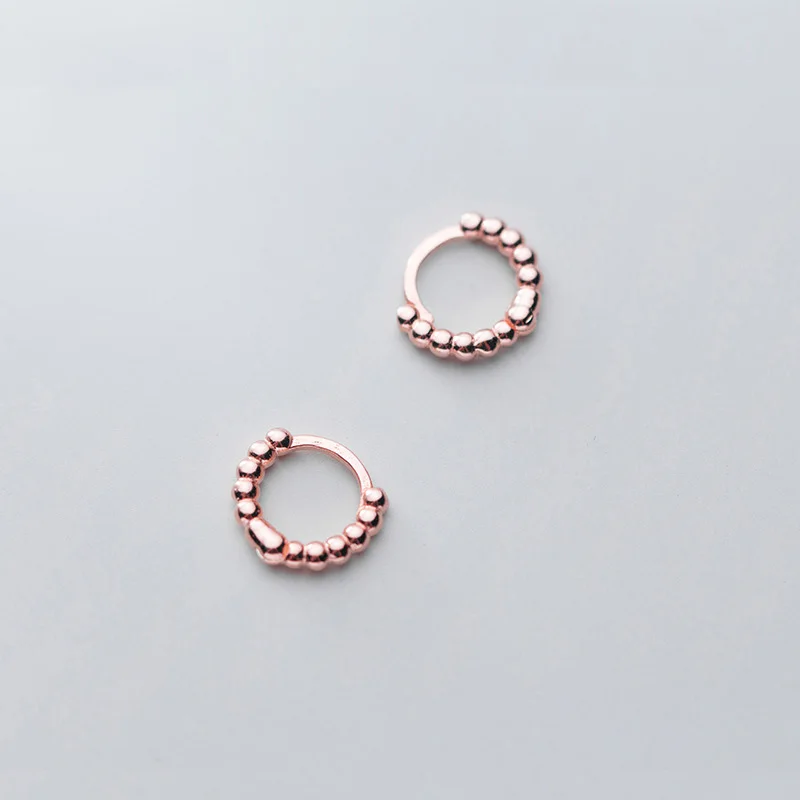 

WTLTC 925 Sterling Sliver Tiny Beaded Hoop Earrings for Women Minimal Round Ear Piercing Earrings Small Ball Huggies Earrings