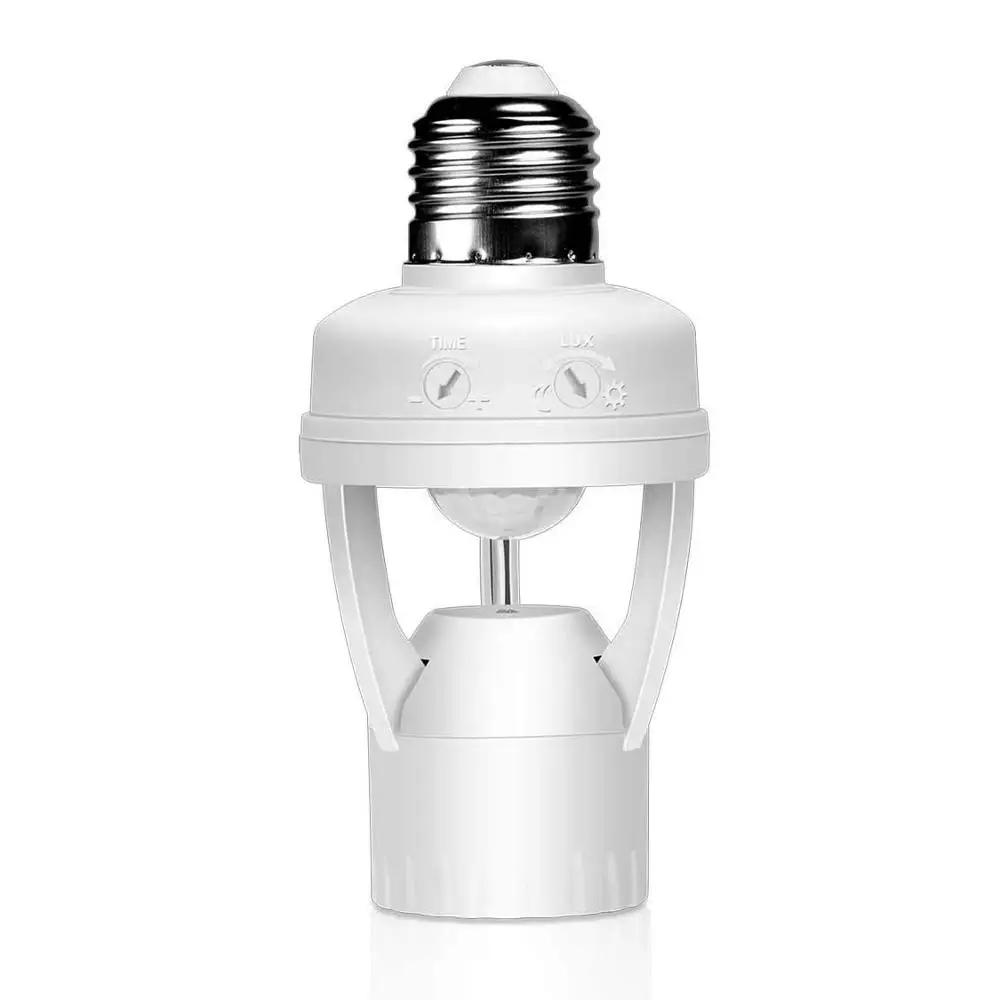 

Motion Sensor Light Lamp Socket Adapter Infrared Sensor Adapter Dimmable Lamp Bulb Adapter for Garage/Porch/Stairs