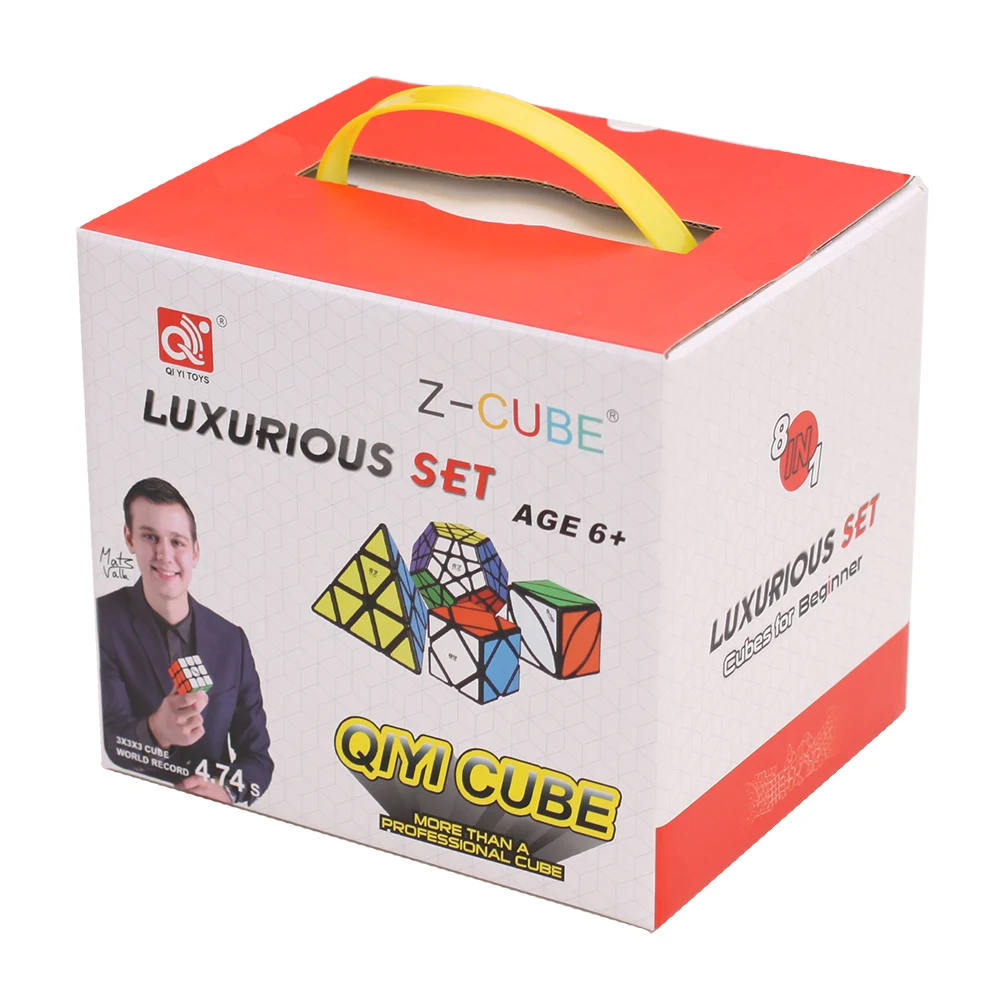 Z cube комплект из 8 предметов, подарочная упаковка Qiyi XMD, набор магических кубиков 2x2x2 3x3x3 4x4x4, зеркальный скоростной кубик, развивающие игрушки для детей