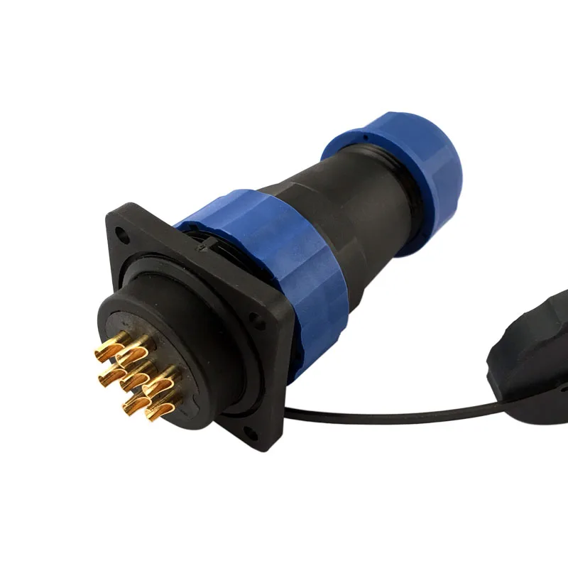 

SP28TP-ZG Straight waterproof connector 3/5/6/7/9/10/12/14/16/19/22/24/26Pin IP67 Flange socket Male plug and Femal socket