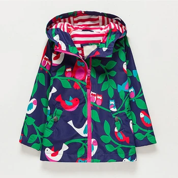 

M24 Spring Autumn Fashion Owl Navy Blue Thin Coat Child Thin Padded Lining Jacket Hoodies Windbreaker Girl Coat Tops Outwear