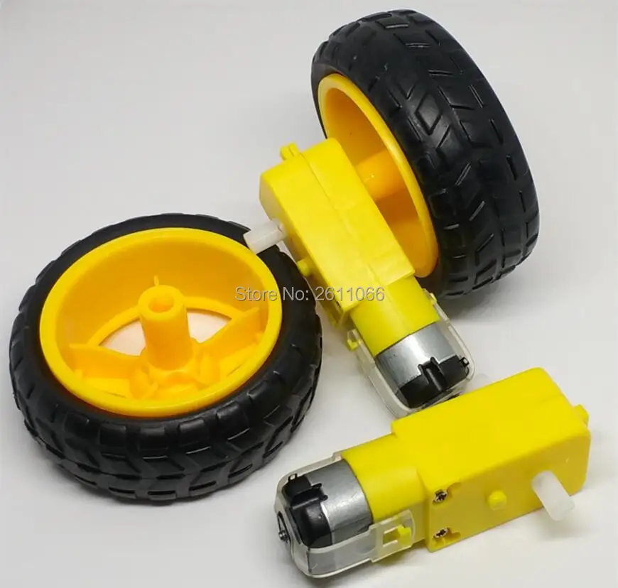 Unids 4 piezas TT Motor 130 motor con unids la rueda 2 piezas TT motor + unids mm 2 piezas 65mm rueda coche inteligente Robot engranaje Motor DC3V-6V DC engranaje Motor para Arduino