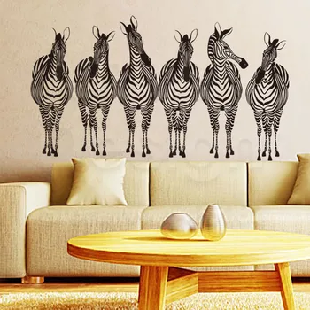 

Art design cheap home decoration vinyl 6 Zebras silhouette wall sticker removable house decor animals decals in family rooms