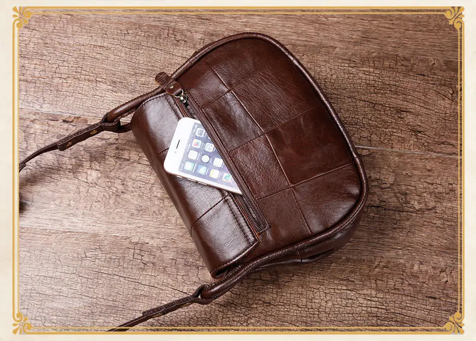 de couro genuíno do vintage bolsa ombro