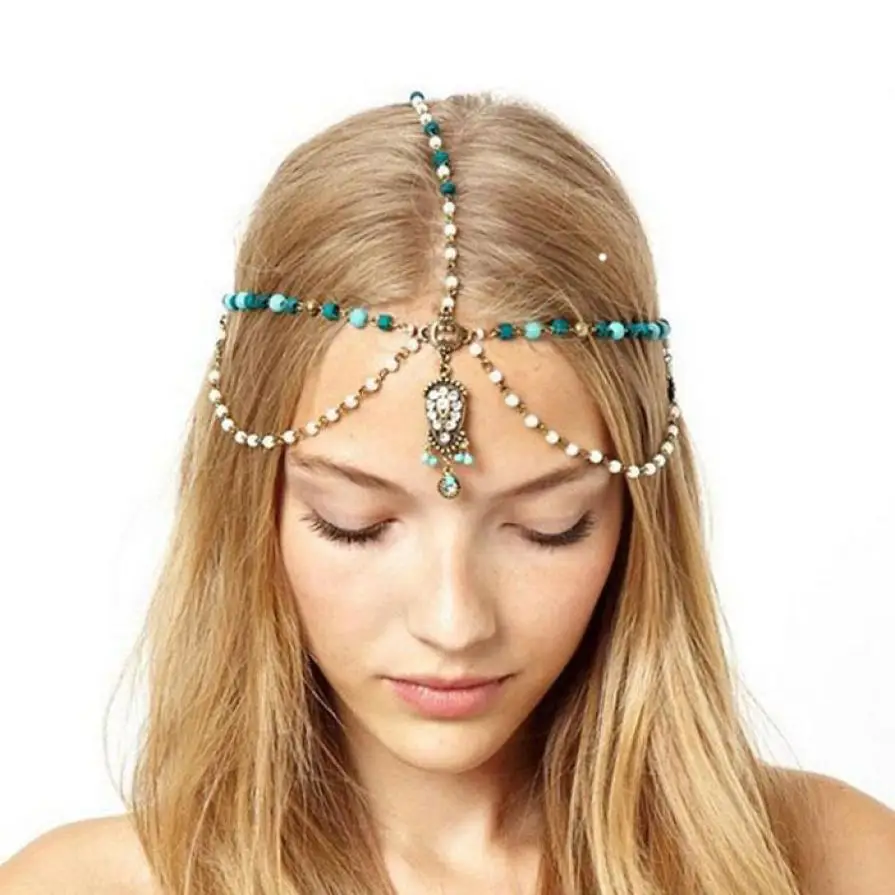 GEMIXI Women Metal Rhinestone Head Chain Jewelry Headband Head Piece