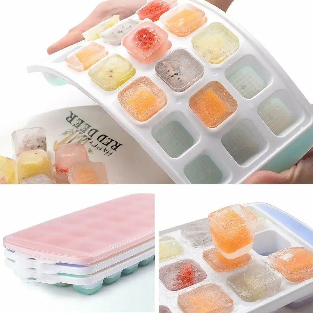 

21 Cavity Square Silicone Ice Cube Tray Ices Jelly Maker Mold Trays with Lid