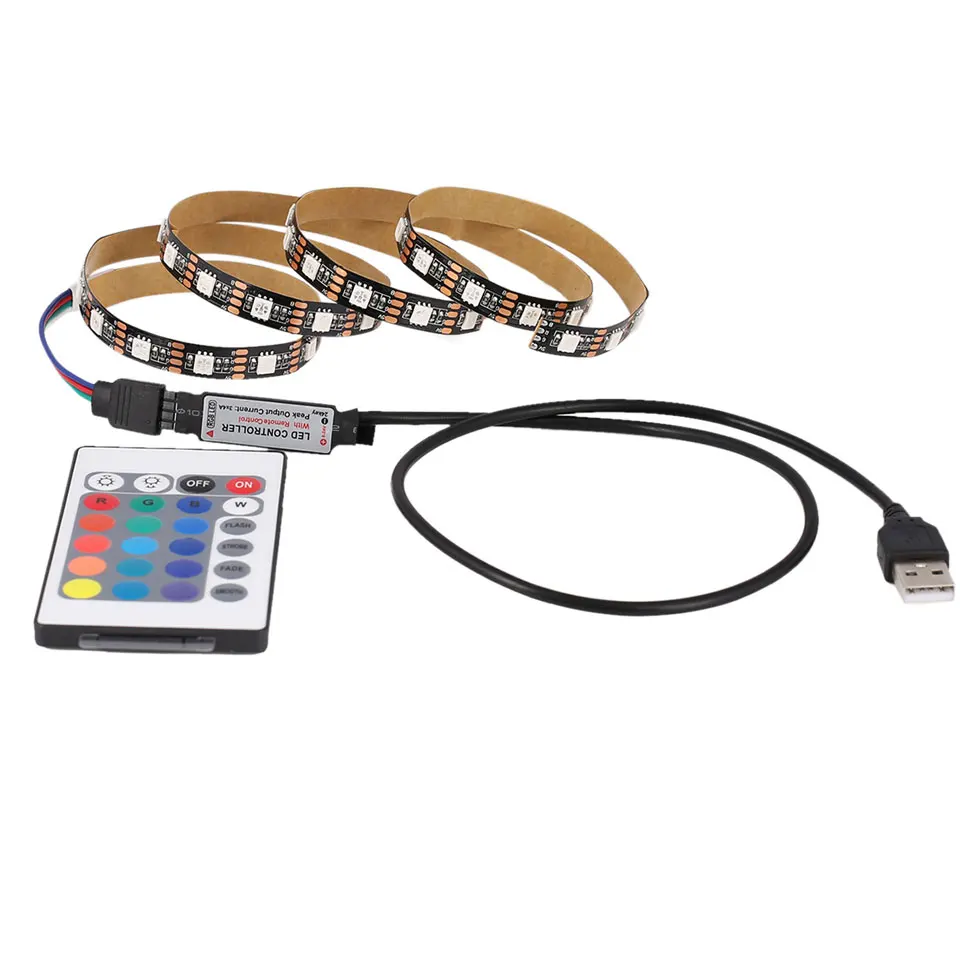 1 м 2 3 4 5 DC В RGB гибкая USB светодио дный полосы света 5050 SMD Стинг IP20 лента клейкая ТВ