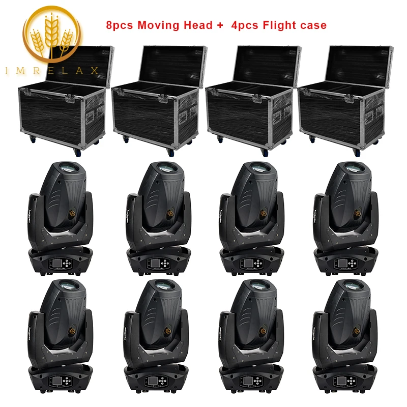 

IMRELAX 2019 Newest Design 8pcs 200W LED Beam Spot Wash 3in1 Moving Head Light Plus ZOOM Features 18 Channels With Flight Case