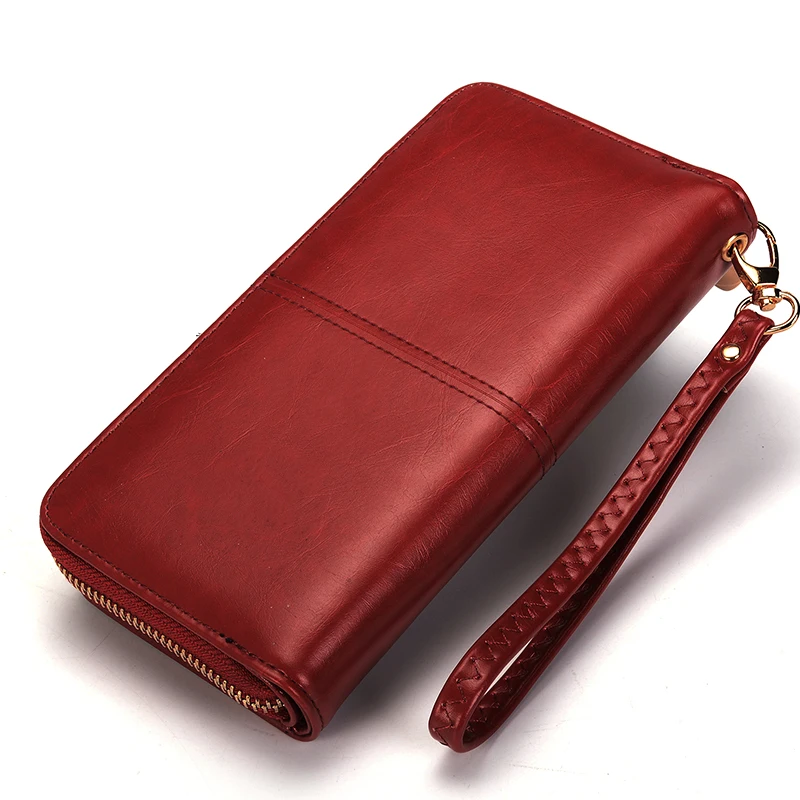

Woman Wallet Female Purse Woman Leather Wallet Long Trifold Coin Purse Card Holder Money Clutch Wristlet Multifunction Zipper