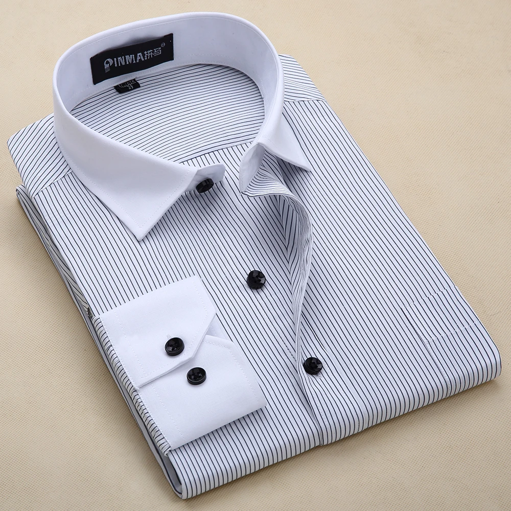 Новое поступление, брендовые высококачественные мужские полосатые рубашки с длинным рукавом, мужские деловые официальные рубашки, рубашки для мужчин