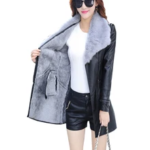 Кожаная куртка для женщин, замшевое пальто для женщин, зимнее пальто из искусственной кожи с длинным рукавом, мотоциклетная Меховая куртка для девушек из искусственной кожи размера плюс 3XL