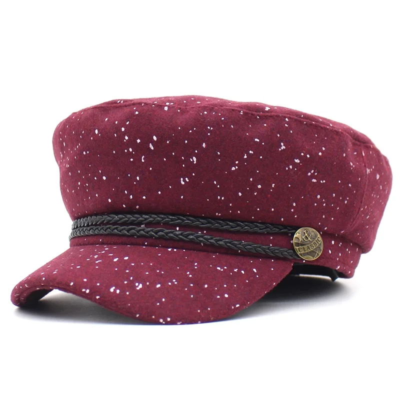 Lanxxy новые шерстяные военная шляпа Для женщин Мода Веревку Кепки s Casquette Gorras плоским военная Кепки