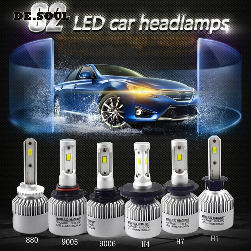 

DE.SOUL Car Accessories S2 L/8000LM H/8000LM Car Led Headlight Bulb H4 H7 H11 H1 H3 H8 H9 H13 9005 9006 led Car Light 6500K
