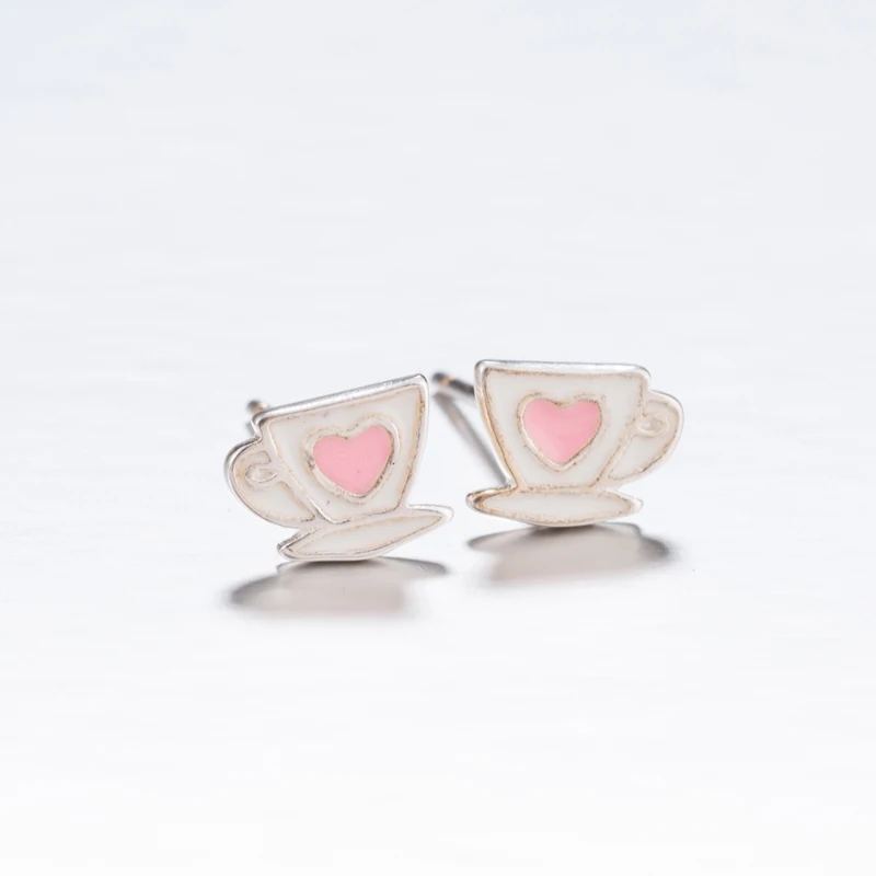 Серьги Jisensp из 100% серебра 925 пробы с кофейной чашкой для женщин