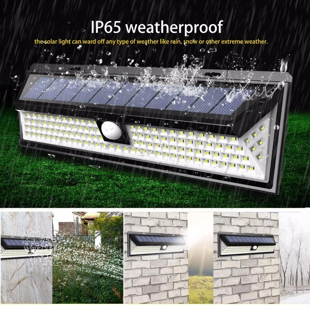 Солнечная лампа 118 LED PIR датчик движения Водонепроницаемая наружная светодиодная