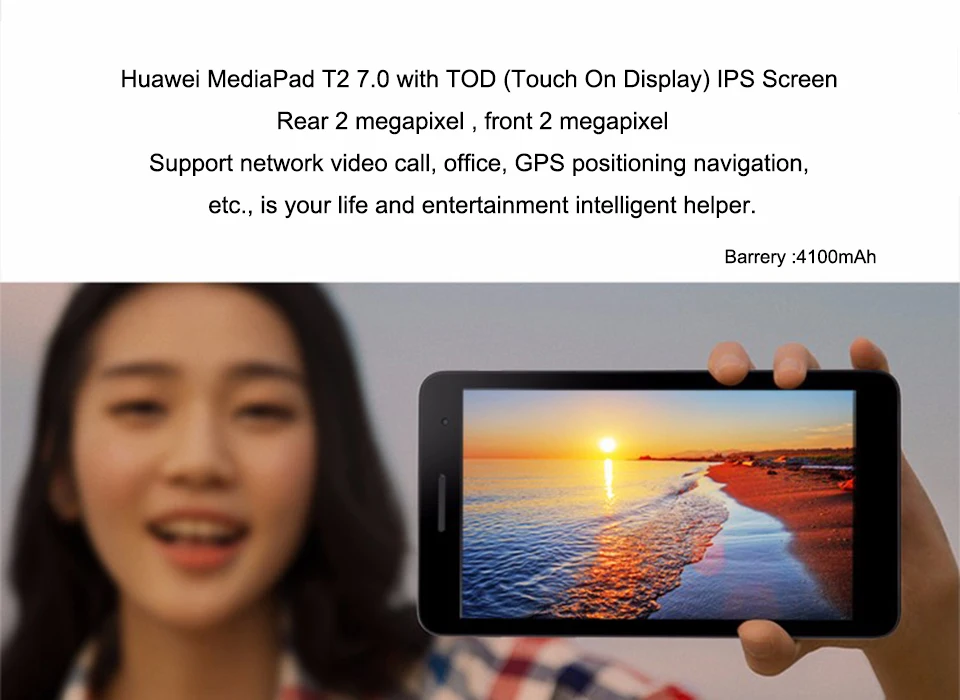 Huawei MediaPad T2 7,0 дюймов LTE 4G Phablet Android 6,0 четырехъядерный 1,5 ГГц 2 Гб ОЗУ 16 Гб ПЗУ двойная камера 4100 МП мАч телефон планшет