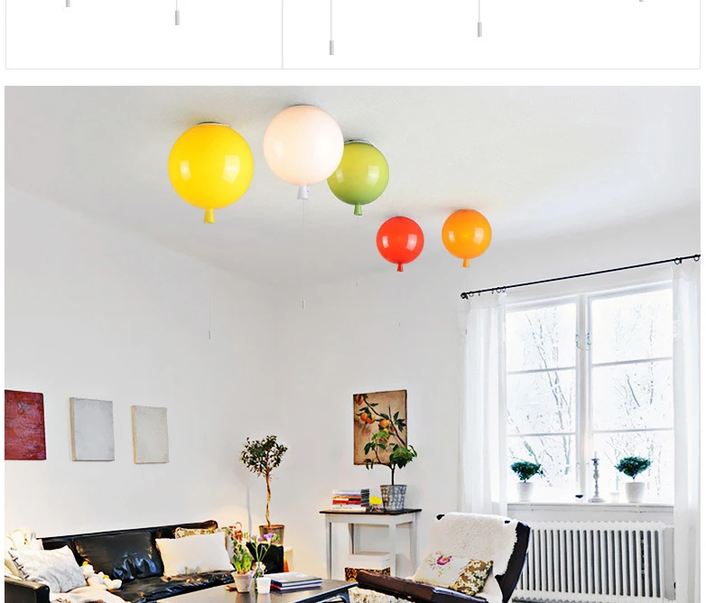Диаметр 25 см, 6 цветов, воздушный шар, акриловый подвесной светильник, домашний декор для спальни, детской комнаты, E27, энергосберегающие лампы, подвесной светильник