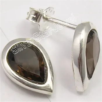 

Chanti International CUT DROP BROWN SMOKY Quarts ELEGANT Studs Earrings 1.2 CM