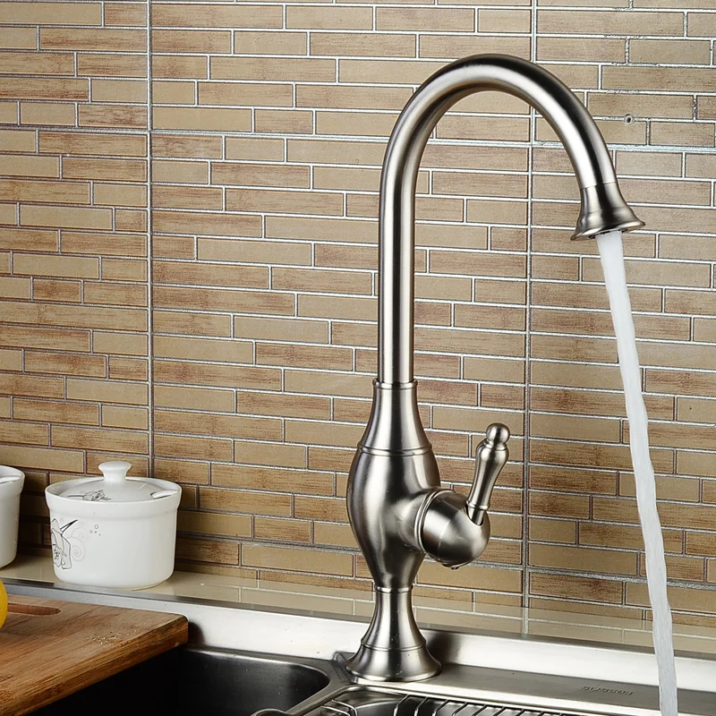 BAKALA kitchen faucet Brushed Nickel Basin Sink mixer tap swivel 360 rotate Hot Cold Brass Faucet Nickel S-180 BAKALA kitchen faucet Brushed Nickel Basin Sink mixer tap swivel 360 rotate Hot Cold Brass Faucet Nickel S-180