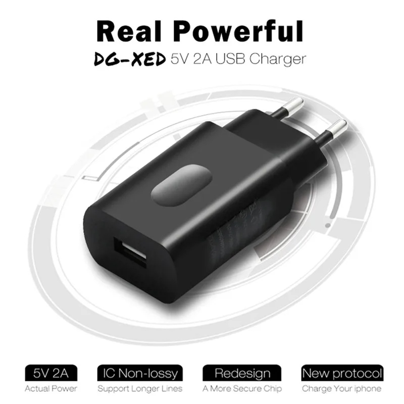 Digoo DG-xed Универсальный USB Зарядное устройство США ЕС Мощность Adapater 5 В 2A питания Главная стены путешествия Зарядное устройство адаптер для IP