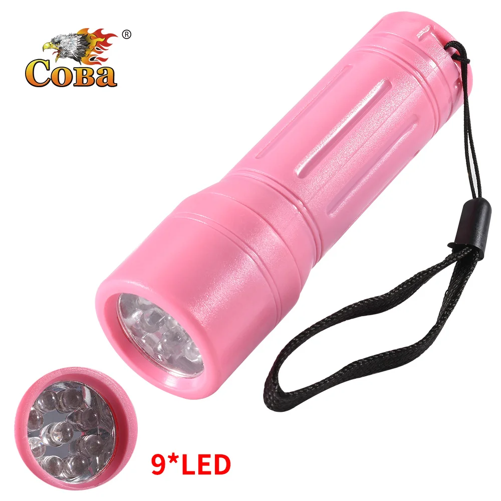 Coba led flashlight plastic torch 9*led bulbs use 3*AAA battery 800lm mini lamp portable floodlight camp night lights lantern