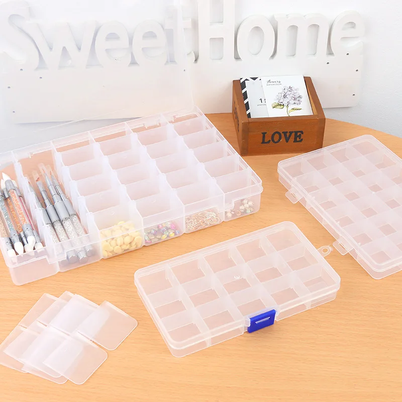 

Plastic Compartment Adjustable Storage Plate Tool Nail Container Jewelry Dust Powder Collection Box Case Holder Craft Organizer