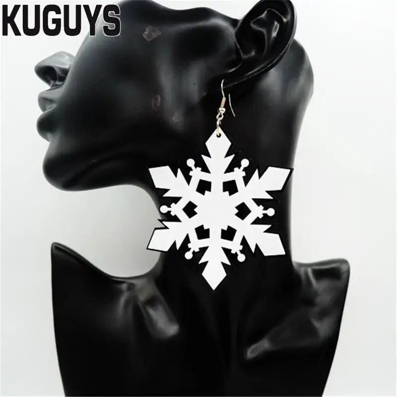 

KUGUYS Fashion Jewelry Oorbellen Acrylic White Snow Large Earrings for Women Pendientes HipHop Drop Earring DJ DS Brincos