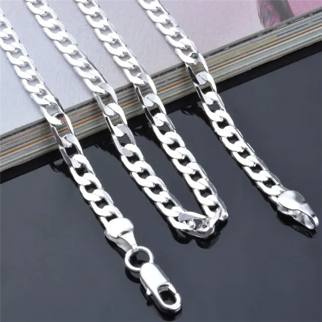 Ожерелье цепочка Фигаро серебристого цвета 16 30 дюймов|chain necklace|fashion necklacenecklace fashion |
