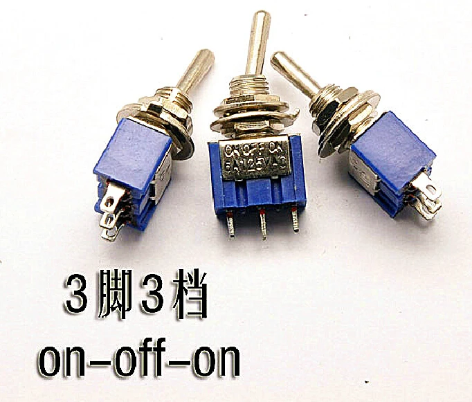 10 PCS/lot Toggle Switches MTS103 3 Pin double toggle switches Toggle Rocker Switches ON OFF ON