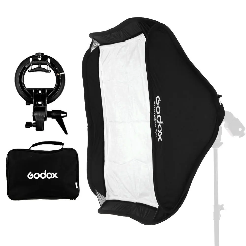 Godox فلاش الفوتوغرافي Softbox كيت 80 سنتيمتر * 80 سنتيمتر/60 سنتيمتر * 60 سنتيمتر/40 سنتيمتر * 40 سنتيمتر + S نوع قوس جبل كيت فلاش Speedlite ستوديو التصوير