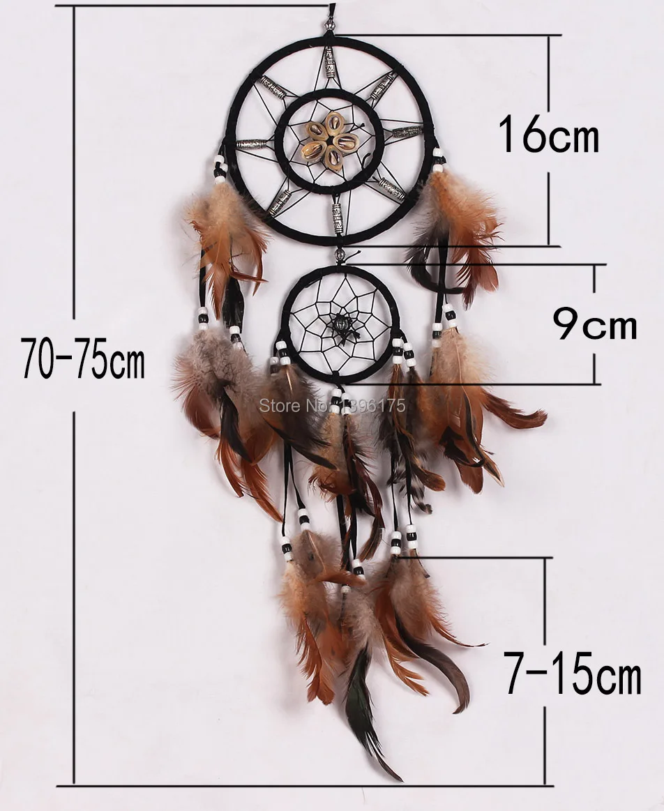 Handmade Dreamcatcher net avec Brown Plumes flocage Porte-clés Home Decor cadeau